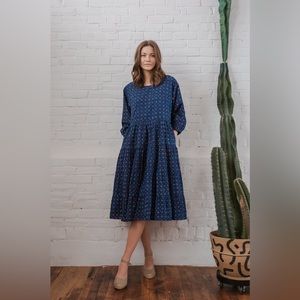 Voloshin - Amer Vintage Fabric Tiered Dress - Indigo